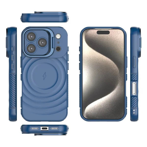 Силиконов калъф MagSF Kickstand за iPhone 17 Pro, син 3