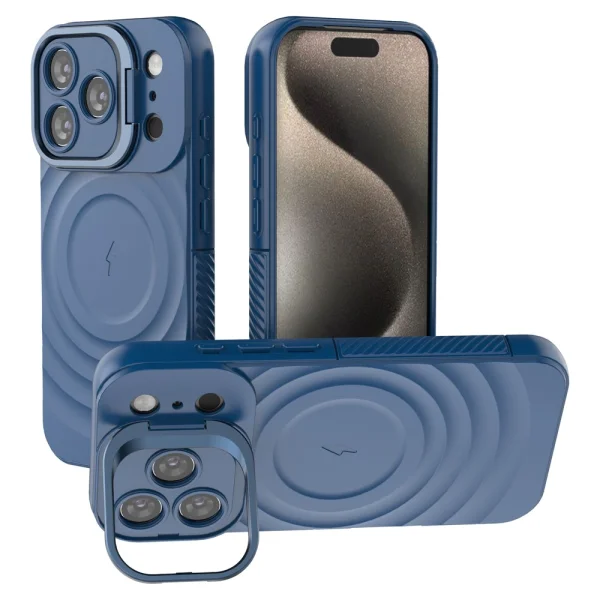 Силиконов калъф MagSF Kickstand за iPhone 17 Pro, син 1