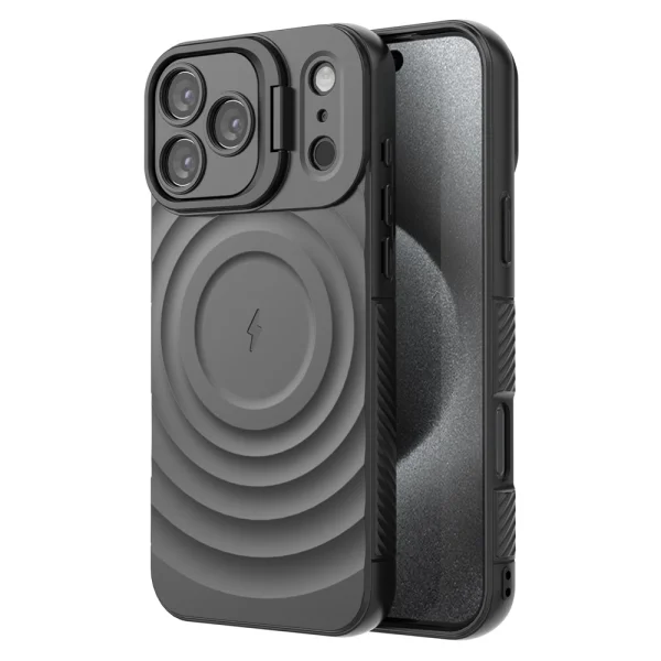Силиконов калъф MagSF Kickstand за iPhone 17 Pro, черен 2
