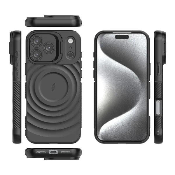 Силиконов калъф MagSF Kickstand за iPhone 17 Pro, черен 3