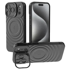 Силиконов калъф MagSF Kickstand за iPhone 17 Pro, черен