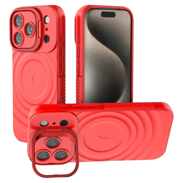 Силиконов калъф MagSF Kickstand за iPhone 17 Pro, червен 1