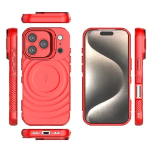 Силиконов калъф MagSF Kickstand за iPhone 17 Pro, червен 3