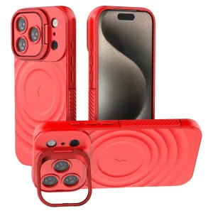 Силиконов калъф MagSF Kickstand за iPhone 17 Pro, червен