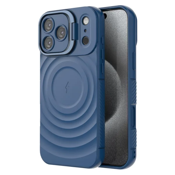 MagSF Kickstand Silicone Case for iPhone 17 Pro Max, blue 2
