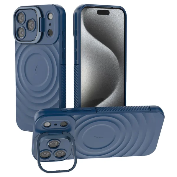 MagSF Kickstand Silicone Case for iPhone 17 Pro Max, blue 1