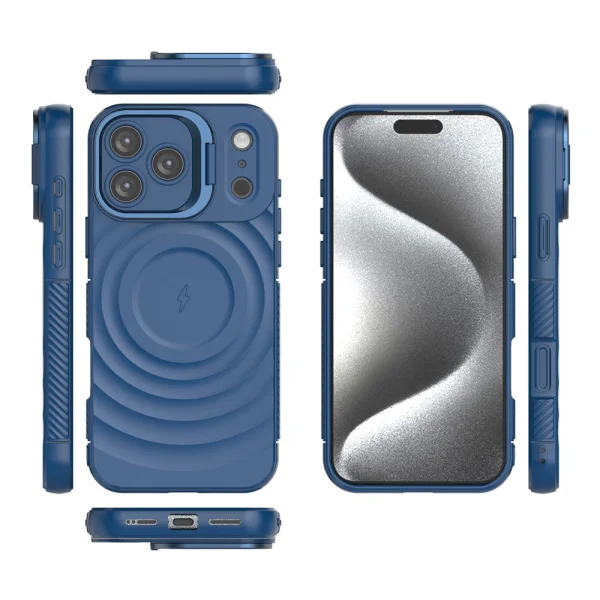 MagSF Kickstand Silicone Case for iPhone 17 Pro Max, blue 3