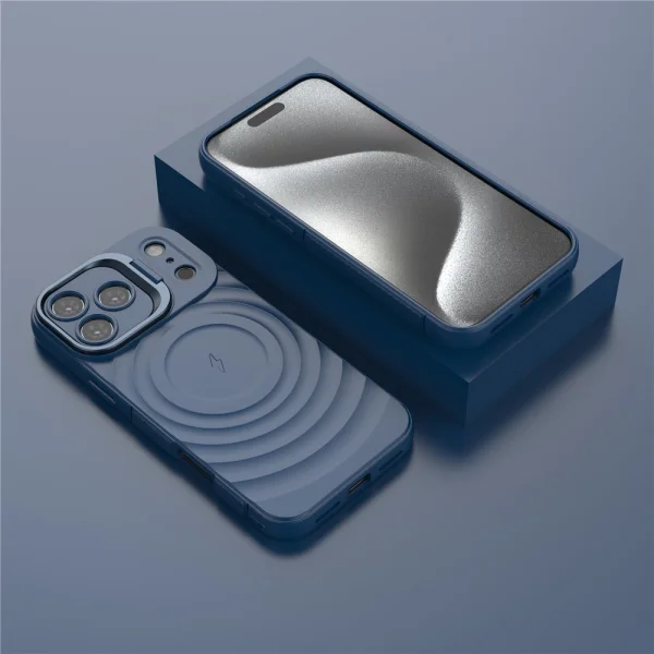 MagSF Kickstand Silicone Case for iPhone 17 Pro Max, blue 4