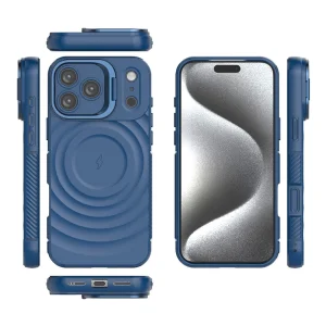 MagSF Kickstand Silicone Case for iPhone 17 Pro Max, blue 3