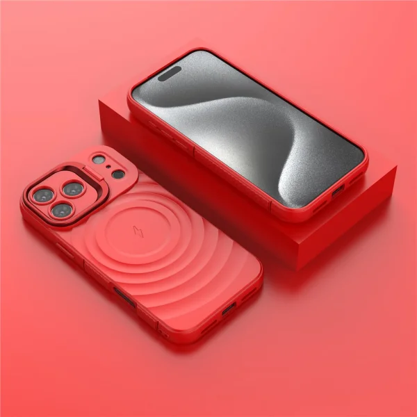 Силиконов калъф MagSF Kickstand за iPhone 17 Pro Max, Червен 4