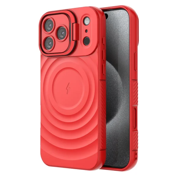 Силиконов калъф MagSF Kickstand за iPhone 17 Pro Max, Червен 2