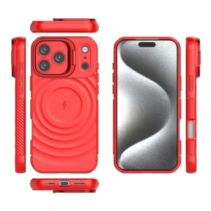 Силиконов калъф MagSF Kickstand за iPhone 17 Pro Max, Червен 3