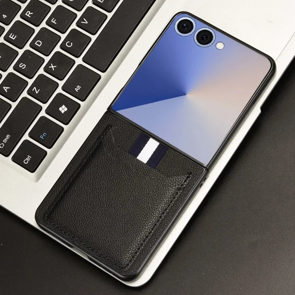 Калъф  Litchi Texture Card Holder за Samsung Galaxy Z Flip7 5G, черен 5