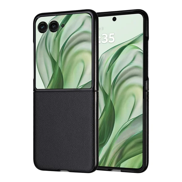 Калъф Litchi Texture Leather за Motorola Razr 60 Pro 5G / Razr 50 Ultra 5G, Черен 2