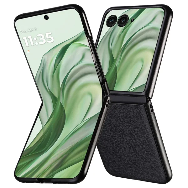 Калъф Litchi Texture Leather за Motorola Razr 60 Pro 5G / Razr 50 Ultra 5G, Черен 1