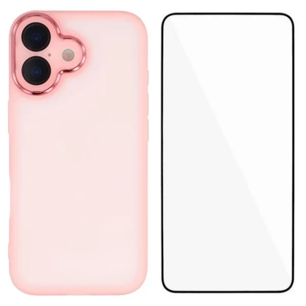 Silicone case with glass protector Wanlonfeng Dksm for iPhone 17, pink 1