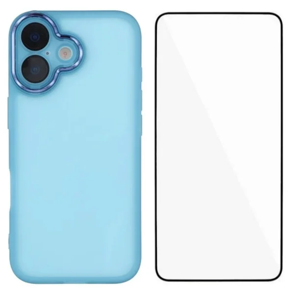 Silicone case with glass protector Wanlonfeng Dksm for iPhone 17, Blue 1