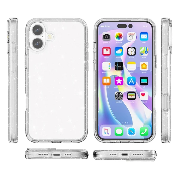 Glitter Shiny case for iPhone 17, transparent with glitter particles 4