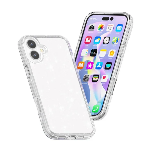 Glitter Shiny case for iPhone 17, transparent with glitter particles 5