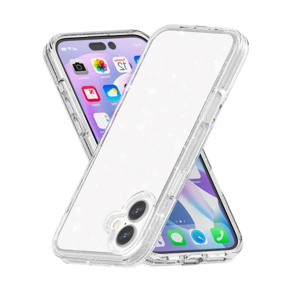 Glitter Shiny case for iPhone 17, transparent with glitter particles 3