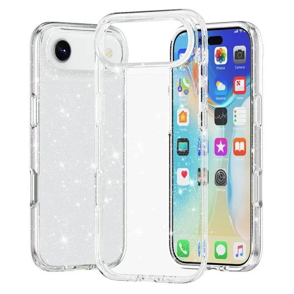 Glitter Shiny case for iPhone 17 Air, transparent with glitter particles 1