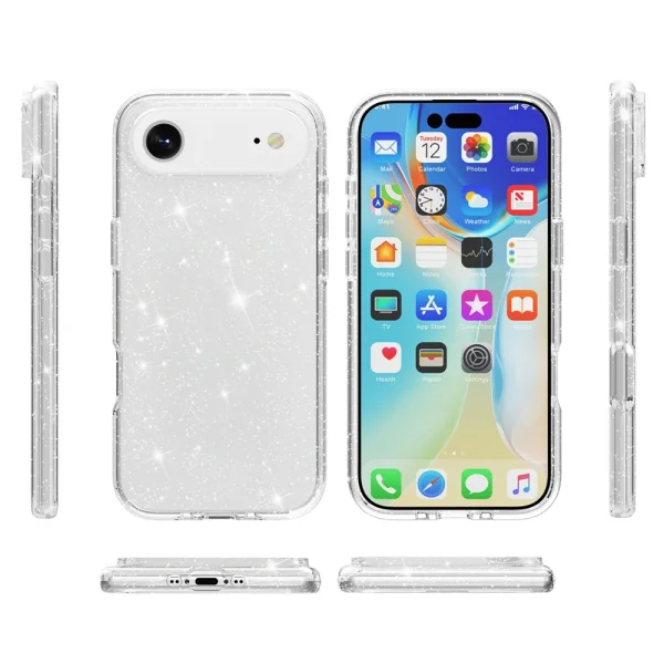 Glitter Shiny case for iPhone 17 Air, transparent with glitter particles 3