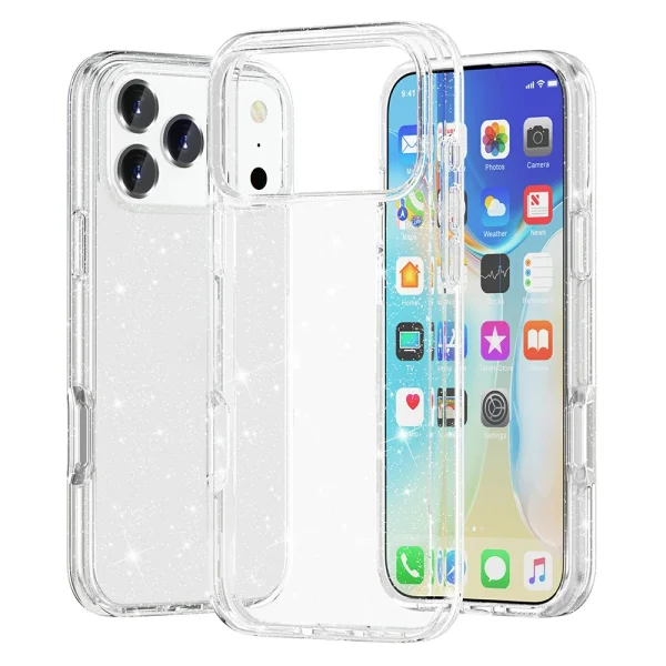 Калъф Glitter Shiny за iPhone 17 Pro, прозрачен с бляскави частици 1
