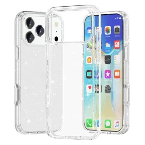 Калъф Glitter Shiny за iPhone 17 Pro, прозрачен с бляскави частици