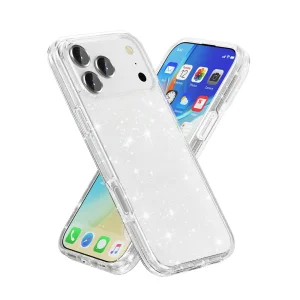 Калъф Glitter Shiny за iPhone 17 Pro, прозрачен с бляскави частици 3