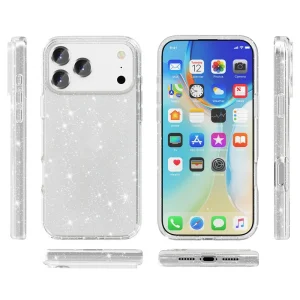 Калъф Glitter Shiny за iPhone  17 Pro Max, прозрачен с бляскави частици 4