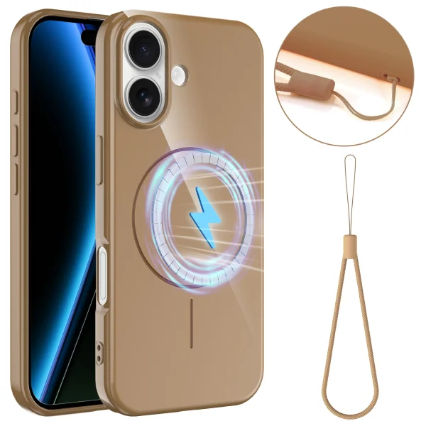 Силиконов калъф Magnetic MagSF за iPhone 17, кафяв 1