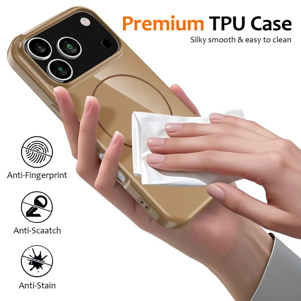 Magnetic MagSF Silicone Case for iPhone 17 Pro, brown 5