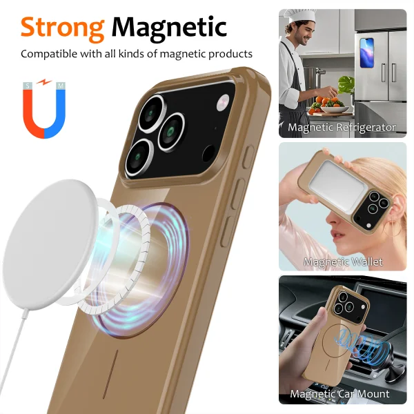 Силиконов калъф Magnetic MagSF за iPhone 17 Pro Max, кафяв 2