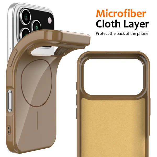 Силиконов калъф Magnetic MagSF за iPhone 17 Pro Max, кафяв 5