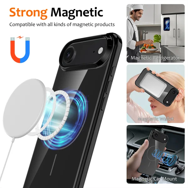 Silicone case Magnetic MagSF for iPhone 17 Air, black 2