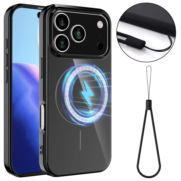 Силиконов калъф Magnetic MagSF за iPhone 17 Pro, черен 1