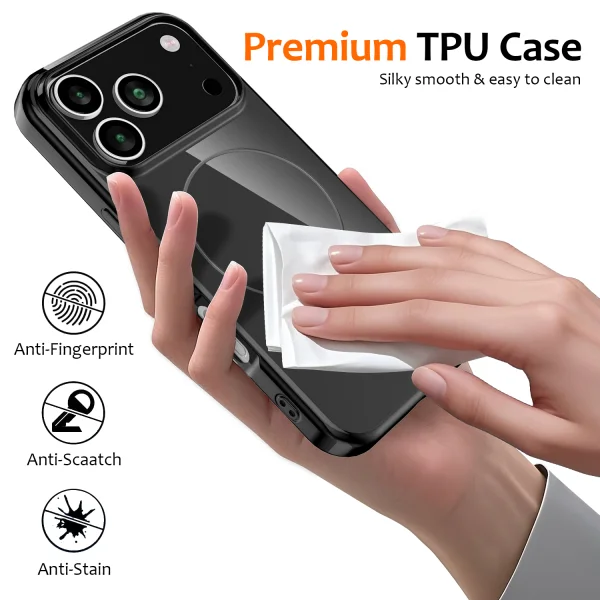 Силиконов калъф Magnetic MagSF за iPhone 17 Pro, черен 5