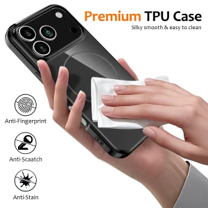 Силиконов калъф Magnetic MagSF за iPhone 17 Pro, черен 5