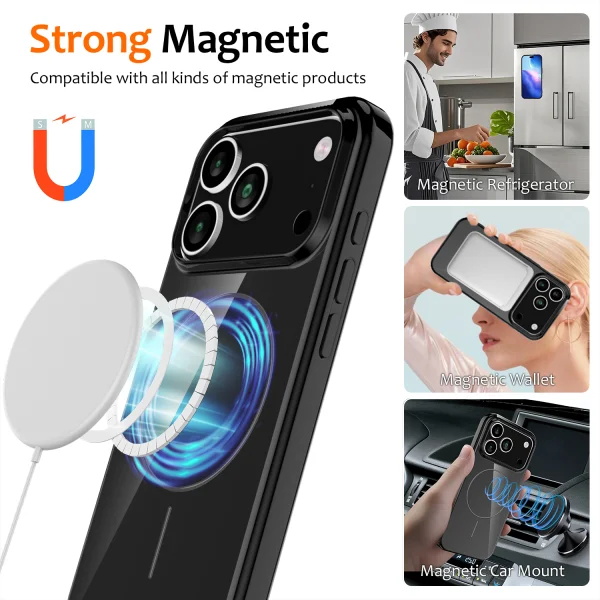 Силиконов калъф Magnetic MagSF за iPhone 17 Pro Max, черен 2