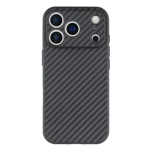 Силиконов калъф Carbon Fiber Texture за iPhone 17 Pro Max, черен 3