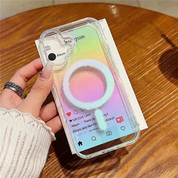 MagSF Acrylic Gradient Case for iPhone 17, transparent rainbow 1