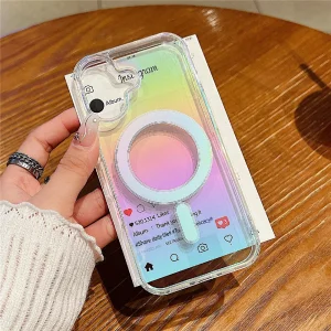 Калъф MagSF Acrylic Gradient за iPhone 17, прозрачна дъга