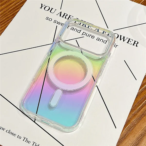 Калъф MagSF Acrylic Gradient за iPhone 17 Pro, прозрачна дъга 2