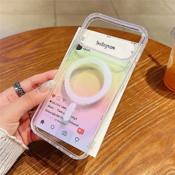 Калъф MagSF Acrylic Gradient за iPhone 17 Pro, прозрачна дъга 1
