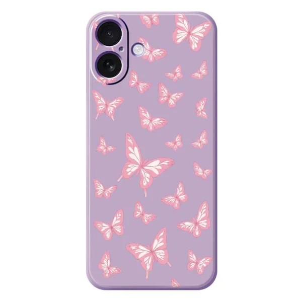 Silicone case Pink Butterflies for iPhone 17, purple 1