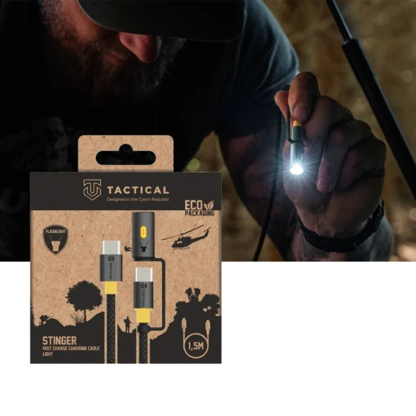 Cable Tactical Stinger USBB-C, USB-C, 1.5mm, LED light, black 3