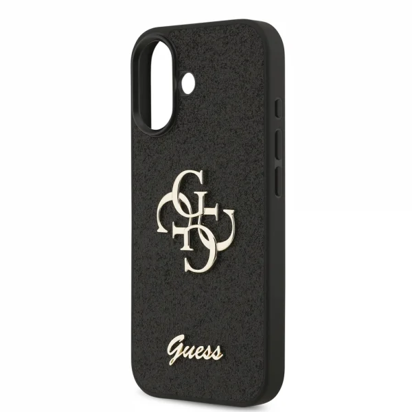 GUESS Case, PU Fixed Glitter 4G Metal Logo for iPhone 17, black 2