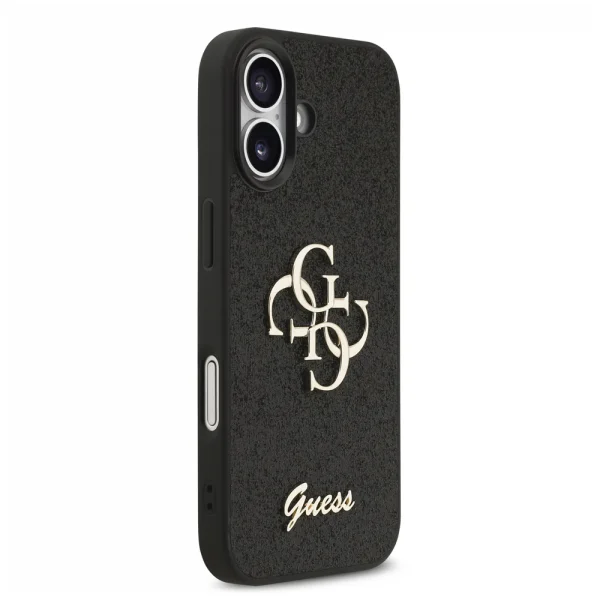 GUESS Case, PU Fixed Glitter 4G Metal Logo for iPhone 17, black 4