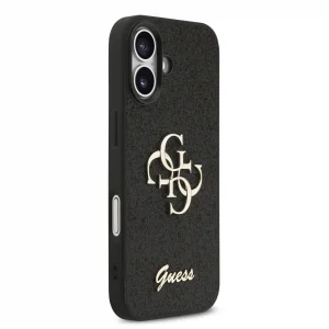 GUESS Case, PU Fixed Glitter 4G Metal Logo for iPhone 17, black 4