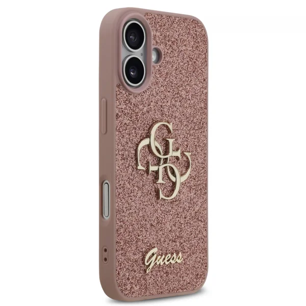 GUESS Case, PU Fixed Glitter 4G Metal Logo for iPhone 17, pink 2